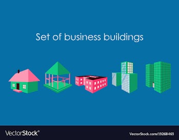 Isolated city buildings icon set different vector image