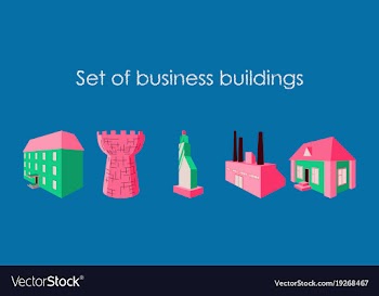 Isolated city buildings icon set different vector image