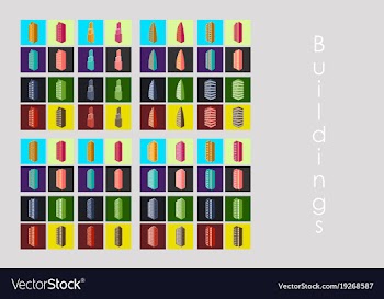 Isolated city buildings icon set different vector image