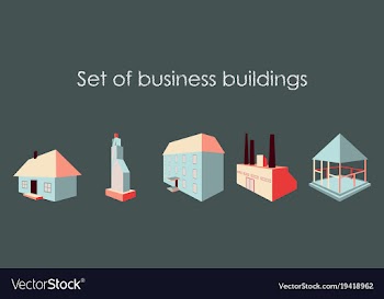 Isolated city buildings icon set different vector image