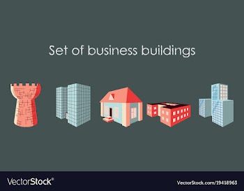 Isolated city buildings icon set different vector image
