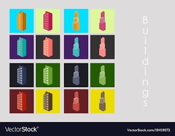 Isolated city buildings icon set different vector image