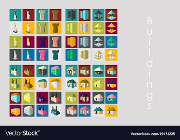 Isolated city buildings icon set different vector image