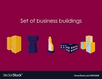 Isolated city buildings icon set different vector image