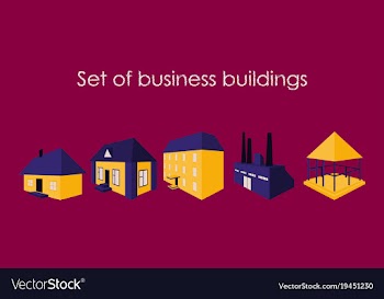 Isolated city buildings icon set different vector image