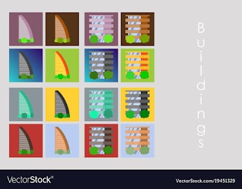 Isolated city buildings icon set different vector image