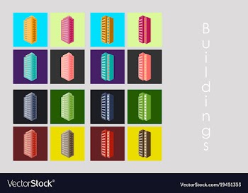 Isolated city buildings icon set different vector image