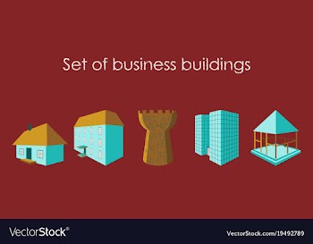 Isolated city buildings icon set different vector image