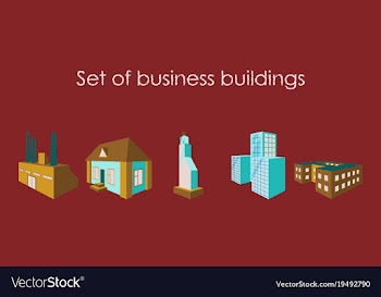 Isolated city buildings icon set different vector image