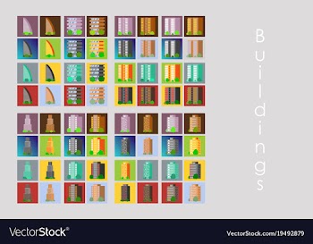 Isolated city buildings icon set different vector image