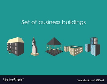 Isolated city buildings icon set different vector image