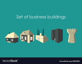 Isolated city buildings icon set different vector image