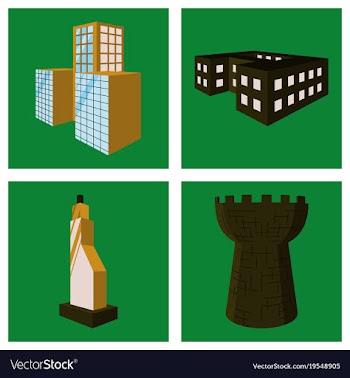 Isolated city buildings icon set different vector image