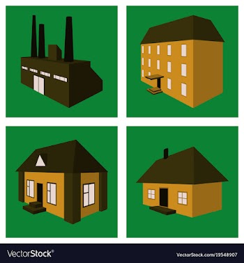 Isolated city buildings icon set different vector image