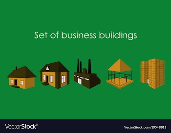 Isolated city buildings icon set different vector image