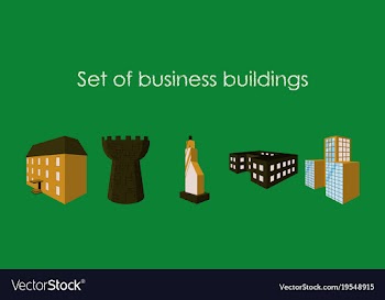 Isolated city buildings icon set different vector image