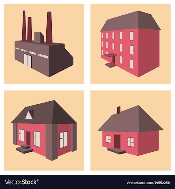 Isolated city buildings icon set different vector image