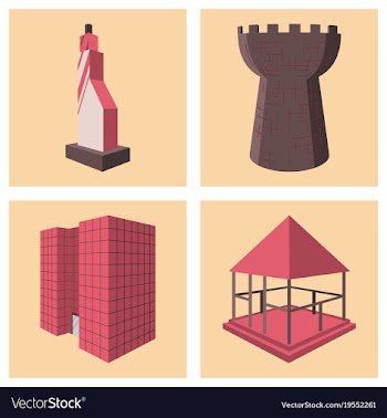 Isolated city buildings icon set different vector image