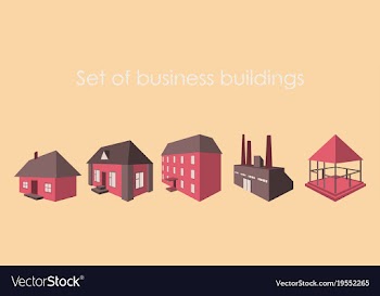 Isolated city buildings icon set different vector image