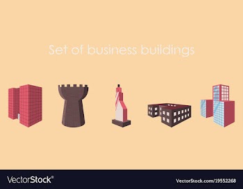 Isolated city buildings icon set different vector image