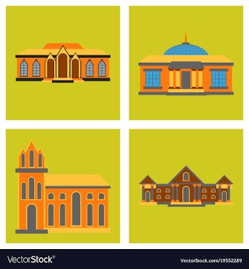 Isolated city buildings icon set different vector image