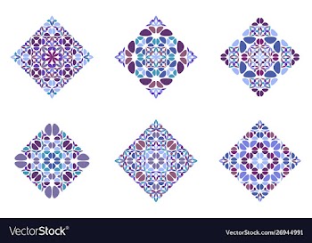 Isolated colorful floral diagonal square logo vector image