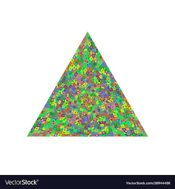 Isolated colorful tiled mosaic triangle symbol vector image