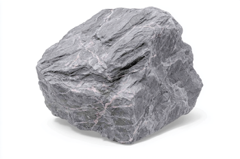 Isolated Gray Stone Rock Specimen on White Background