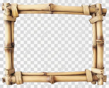 Isolated Horizontal Bamboo Frame on White Background