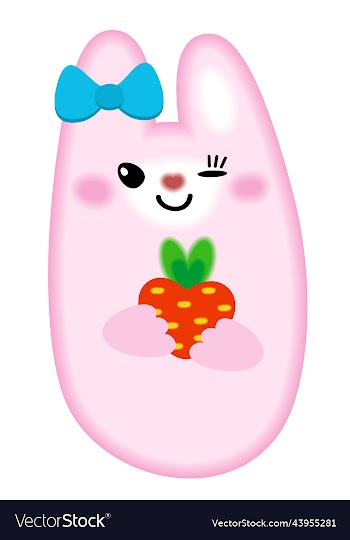 isolated kawaii of pink hare with