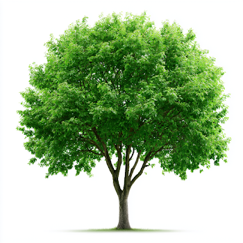 Isolated Mature Deciduous Tree on White Background