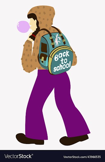 isolated of a girl going to school