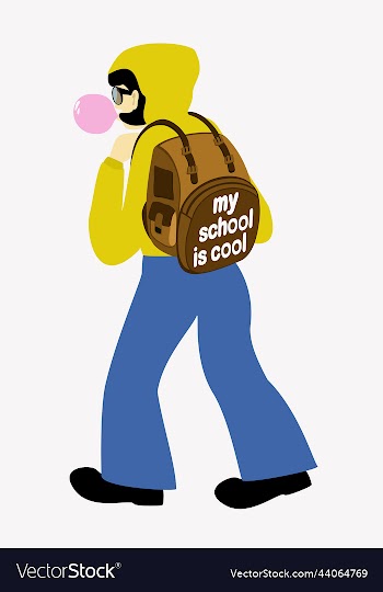 isolated of a person going to school