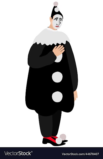 isolated of crying pierrot in black