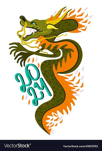 isolated of dragon on fire year of
