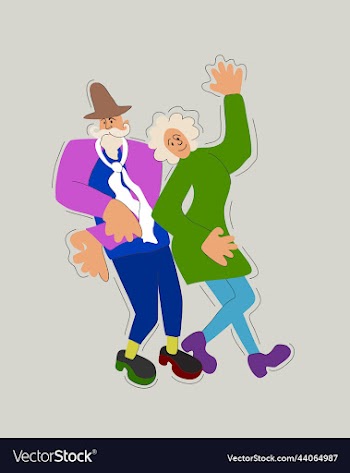 isolated of elderly couple in a dance