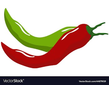 isolated of green and red pepper