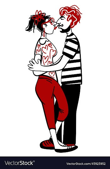 isolated of kissing and hugging