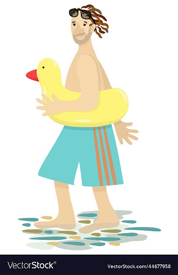 isolated of man with inflatable