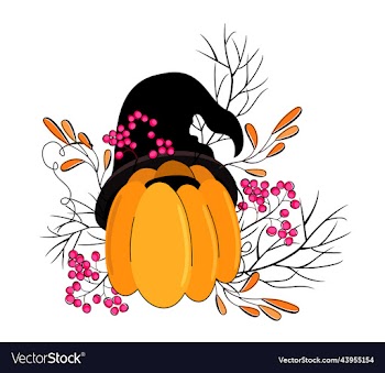 isolated of pumpkin in halloween hat
