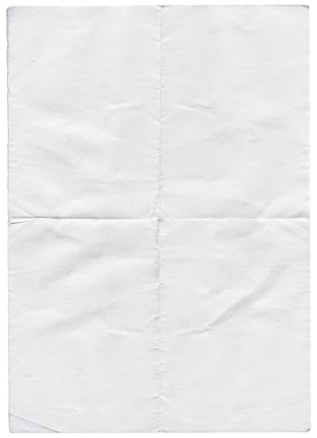 Isolated old white folded torn paper.