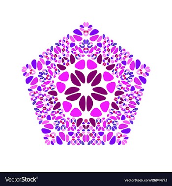 Isolated ornate floral mosaic ornament pentagon vector image
