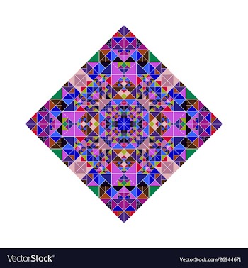 Isolated ornate triangular mosaic diagonal square vector image