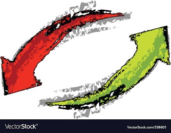 Isolated red and green arrows vector image