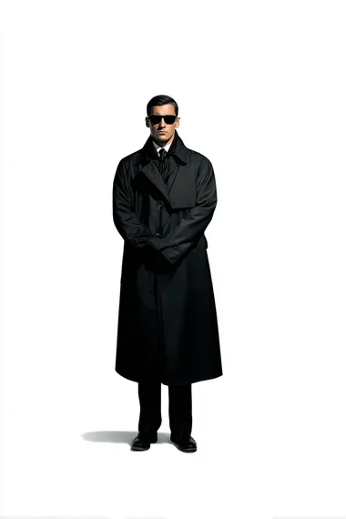 Isolated Secret Service Agent in Black Coat Isolated Secret Service Agent in Black Coat