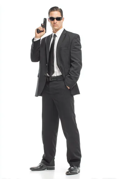 Isolated Secret Service Agent with Gun Isolated Secret Service Agent with Gun