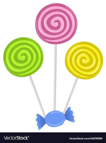 isolated set of colorful lollipops and candy