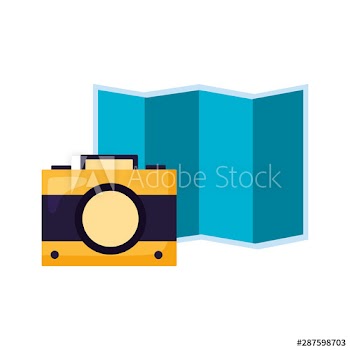 Isolated travel map and camera vector design