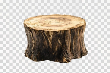 Isolated tree stump podium on a white background, showcasing