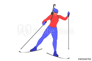 Isolated vector illustration of female athlete skiing